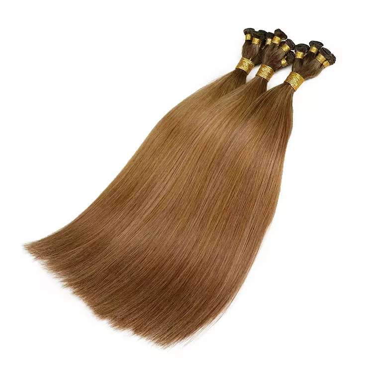 Hot Selling Russian Blonde Human Hair Hand Tied Weft Extension Top Quality Seamless Thin Hand Tied Weft